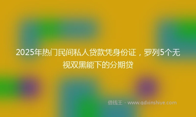 2025年热门民间私人贷款凭身份证，罗列5个无视双黑能下的分期贷