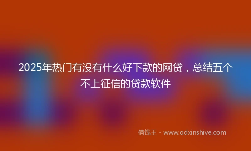2025年热门有没有什么好下款的网贷，总结五个不上征信的贷款软件