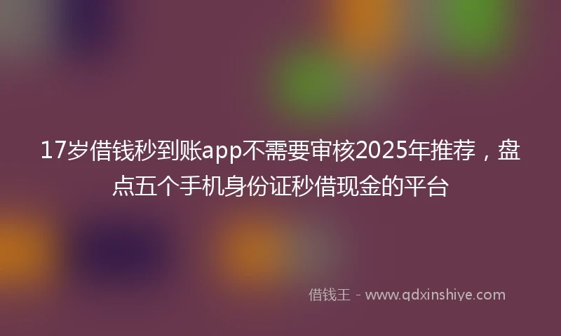 17岁借钱秒到账app不需要审核2025年推荐，盘点五个手机身份证秒借现金的平台