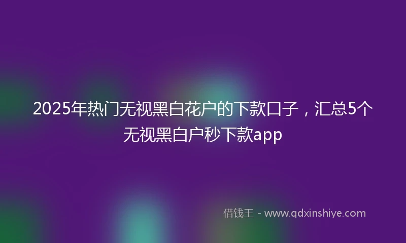 2025年热门无视黑白花户的下款口子，汇总5个无视黑白户秒下款app