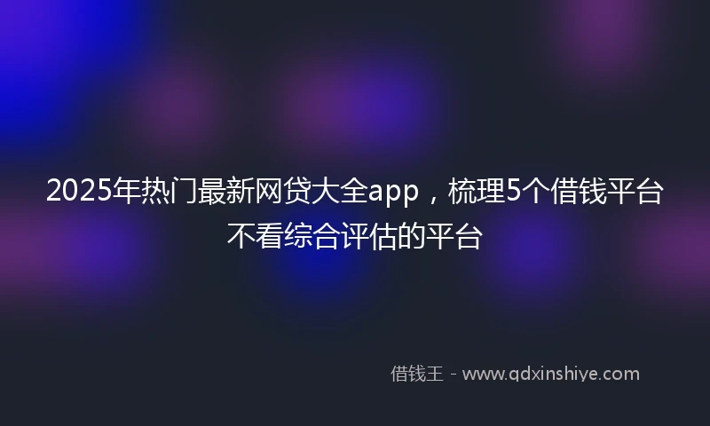 2025年热门最新网贷大全app，梳理5个借钱平台不看综合评估的平台