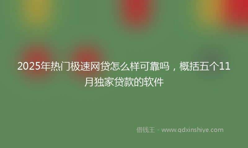 2025年热门极速网贷怎么样可靠吗，概括五个11月独家贷款的软件