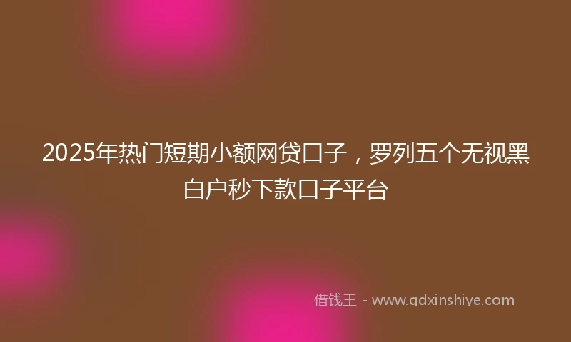2025年热门短期小额网贷口子，罗列五个无视黑白户秒下款口子平台