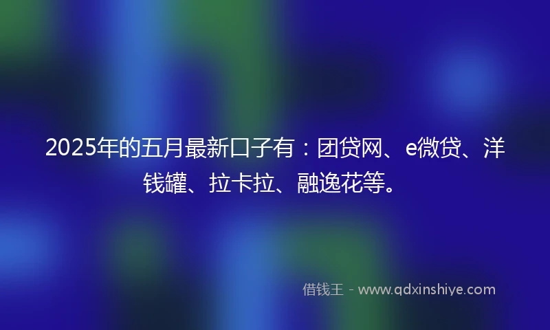 2025年的五月最新口子有：团贷网、e微贷、洋钱罐、拉卡拉、融逸花等。