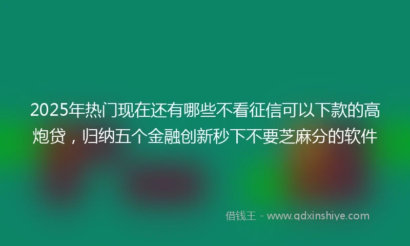 2025年热门现在还有哪些不看征信可以下款的高炮贷，归纳五个金融创新秒下不要芝麻分的软件