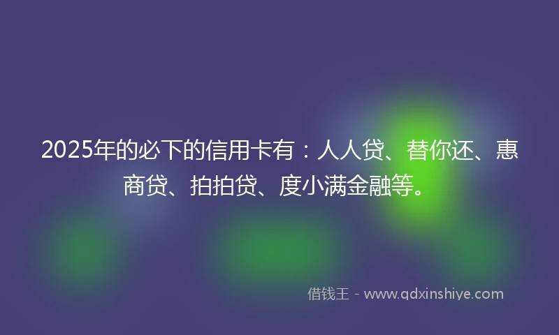 2025年的必下的信用卡有：人人贷、替你还、惠商贷、拍拍贷、度小满金融等。