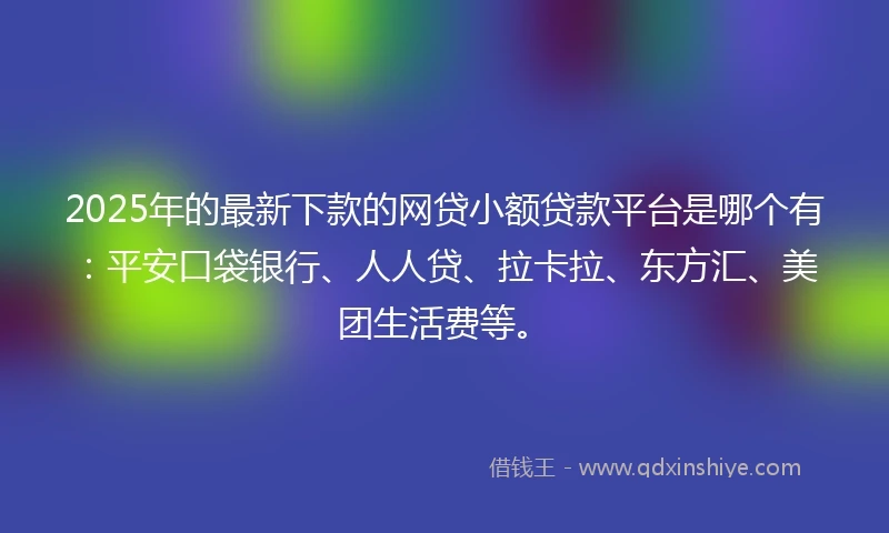2025年的最新下款的网贷小额贷款平台是哪个有：平安口袋银行、人人贷、拉卡拉、东方汇、美团生活费等。