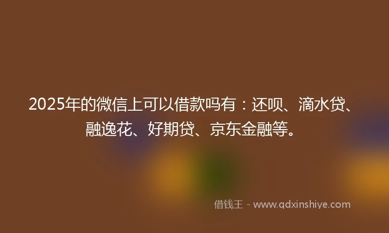 2025年的微信上可以借款吗有：还呗、滴水贷、融逸花、好期贷、京东金融等。