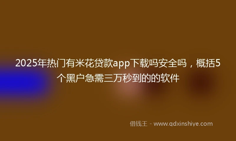 2025年热门有米花贷款app下载吗安全吗，概括5个黑户急需三万秒到的的软件