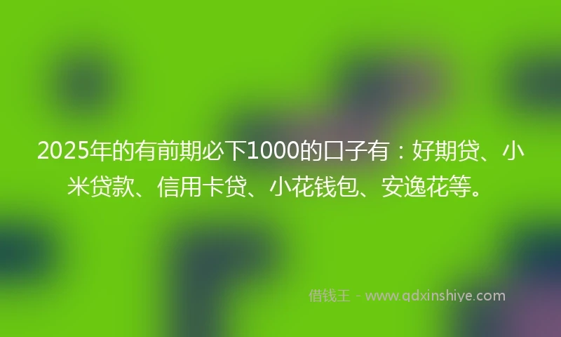 2025年的有前期必下1000的口子有：好期贷、小米贷款、信用卡贷、小花钱包、安逸花等。