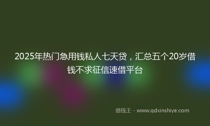 2025年热门急用钱私人七天贷，汇总五个20岁借钱不求征信速借平台
