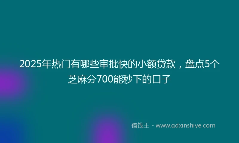 2025年热门有哪些审批快的小额贷款，盘点5个芝麻分700能秒下的口子