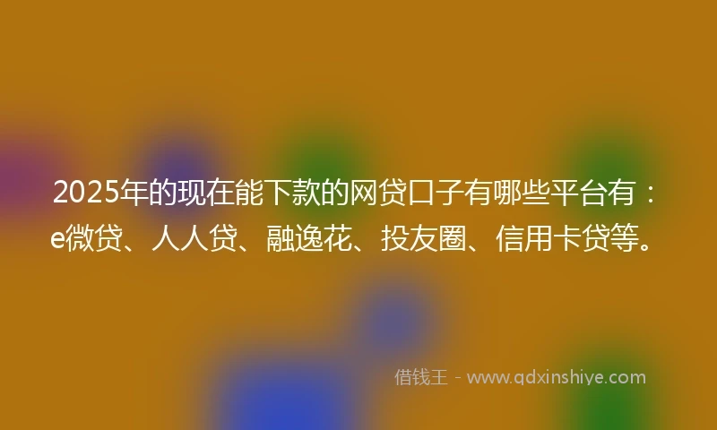 2025年的现在能下款的网贷口子有哪些平台有：e微贷、人人贷、融逸花、投友圈、信用卡贷等。