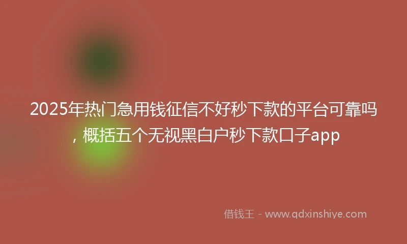 2025年热门急用钱征信不好秒下款的平台可靠吗，概括五个无视黑白户秒下款口子app
