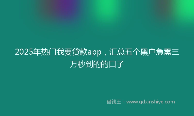 2025年热门我要贷款app，汇总五个黑户急需三万秒到的的口子