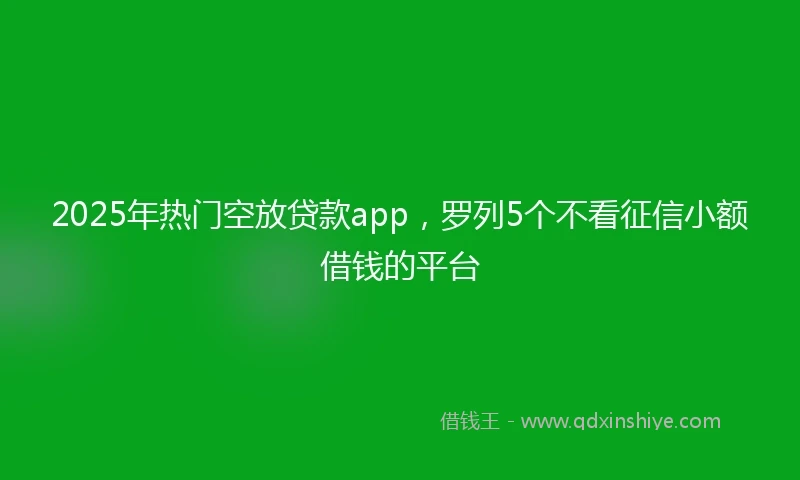 2025年热门空放贷款app，罗列5个不看征信小额借钱的平台