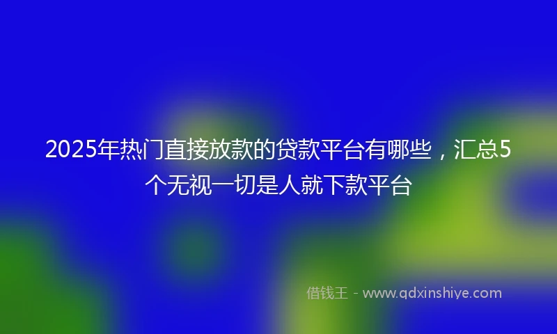 2025年热门直接放款的贷款平台有哪些，汇总5个无视一切是人就下款平台
