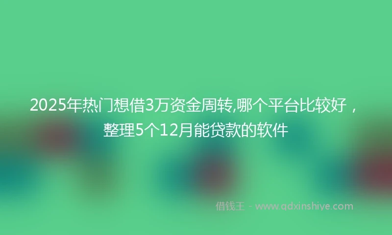 2025年热门想借3万资金周转,哪个平台比较好，整理5个12月能贷款的软件