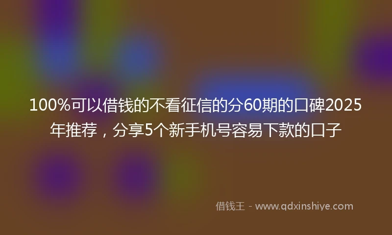 100%可以借钱的不看征信的分60期的口碑2025年推荐，分享5个新手机号容易下款的口子