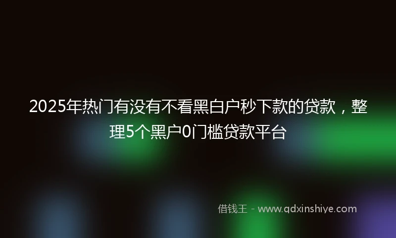 2025年热门有没有不看黑白户秒下款的贷款，整理5个黑户0门槛贷款平台