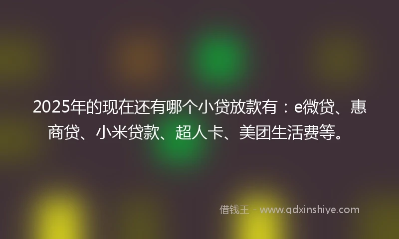 2025年的现在还有哪个小贷放款有：e微贷、惠商贷、小米贷款、超人卡、美团生活费等。