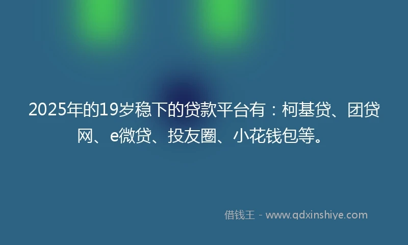 2025年的19岁稳下的贷款平台有：柯基贷、团贷网、e微贷、投友圈、小花钱包等。