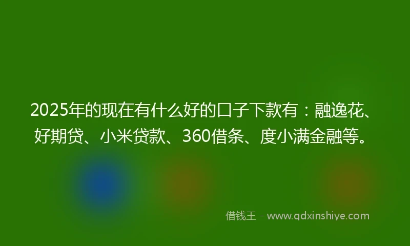 2025年的现在有什么好的口子下款有：融逸花、好期贷、小米贷款、360借条、度小满金融等。