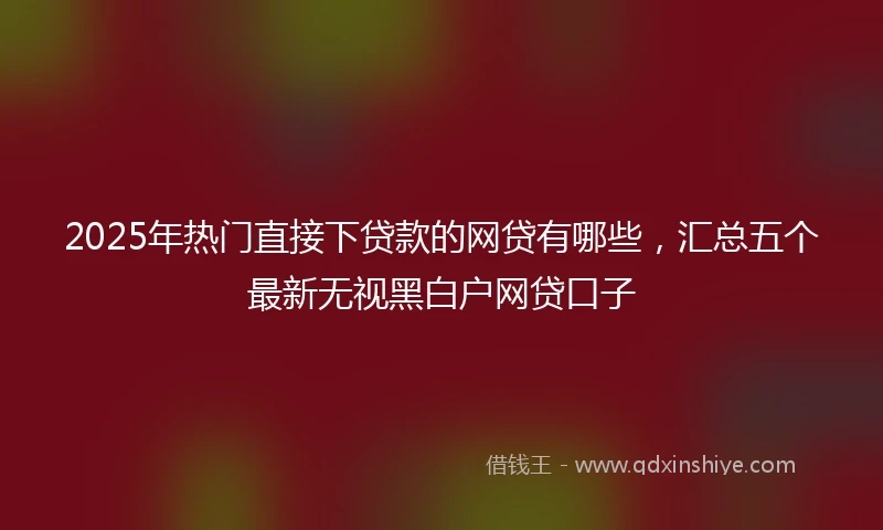 2025年热门直接下贷款的网贷有哪些，汇总五个最新无视黑白户网贷口子