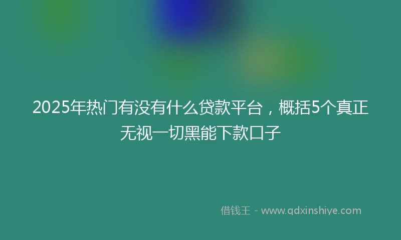 2025年热门有没有什么贷款平台，概括5个真正无视一切黑能下款口子