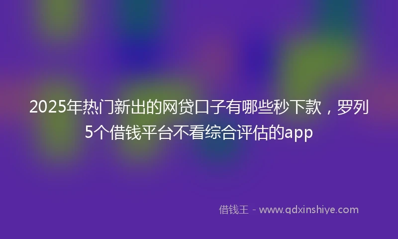 2025年热门新出的网贷口子有哪些秒下款，罗列5个借钱平台不看综合评估的app
