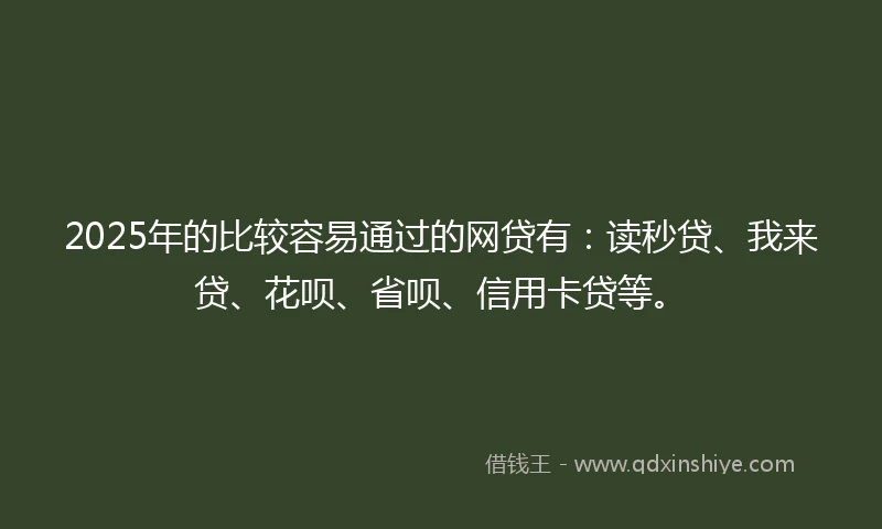 2025年的比较容易通过的网贷有：读秒贷、我来贷、花呗、省呗、信用卡贷等。