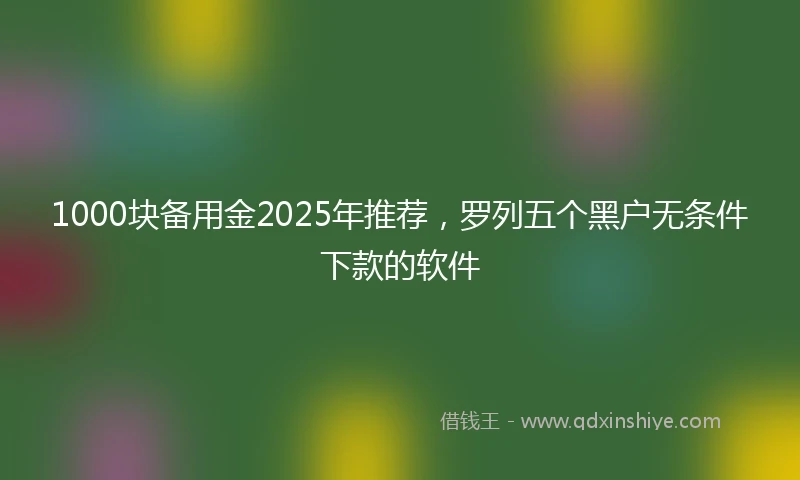1000块备用金2025年推荐，罗列五个黑户无条件下款的软件