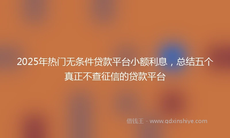 2025年热门无条件贷款平台小额利息，总结五个真正不查征信的贷款平台