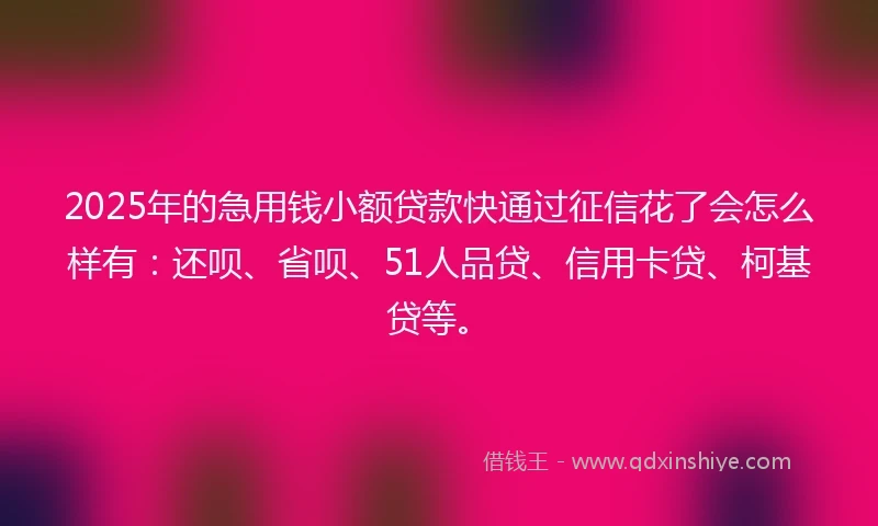 2025年的急用钱小额贷款快通过征信花了会怎么样有：还呗、省呗、51人品贷、信用卡贷、柯基贷等。