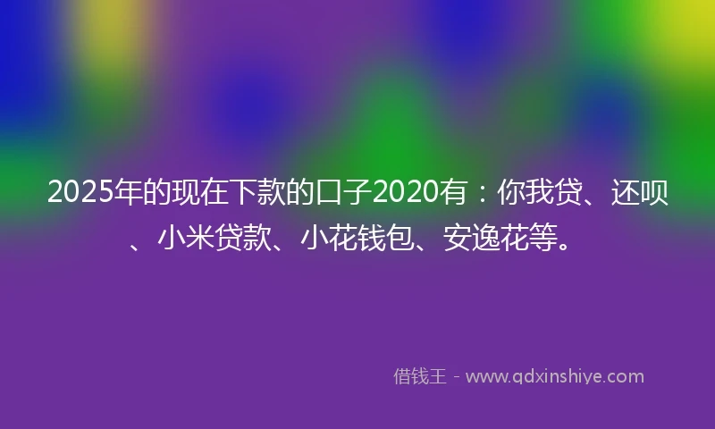 2025年的现在下款的口子2020有：你我贷、还呗、小米贷款、小花钱包、安逸花等。