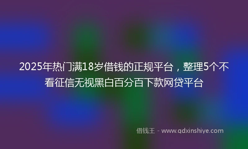 2025年热门满18岁借钱的正规平台,整理5个不看征信无视黑白百分百下款网贷平台