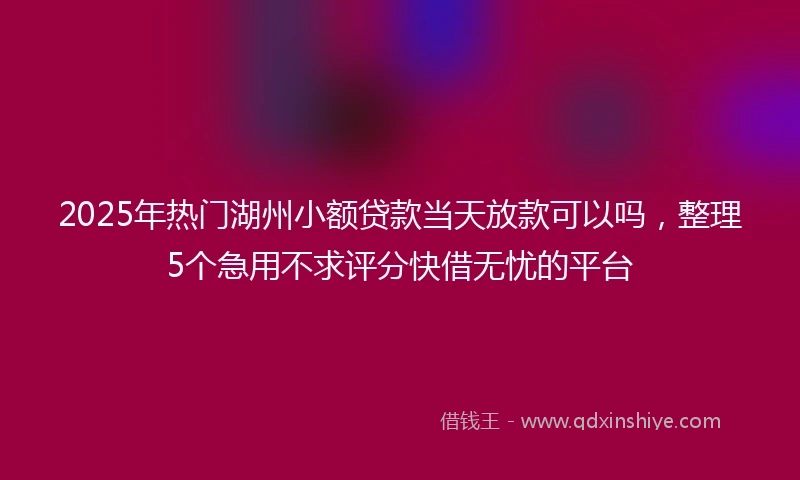 2025年热门湖州小额贷款当天放款可以吗，整理5个急用不求评分快借无忧的平台