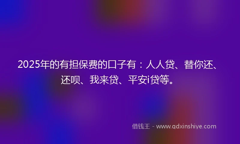 2025年的有担保费的口子有：人人贷、替你还、还呗、我来贷、平安i贷等。