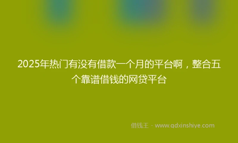 2025年热门有没有借款一个月的平台啊，整合五个靠谱借钱的网贷平台