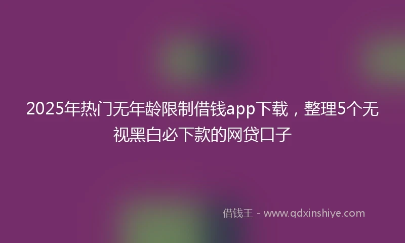 2025年热门无年龄限制借钱app下载，整理5个无视黑白必下款的网贷口子