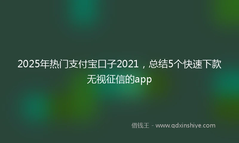 2025年热门支付宝口子2021，总结5个快速下款无视征信的app