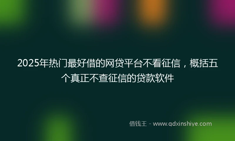 2025年热门最好借的网贷平台不看征信，概括五个真正不查征信的贷款软件