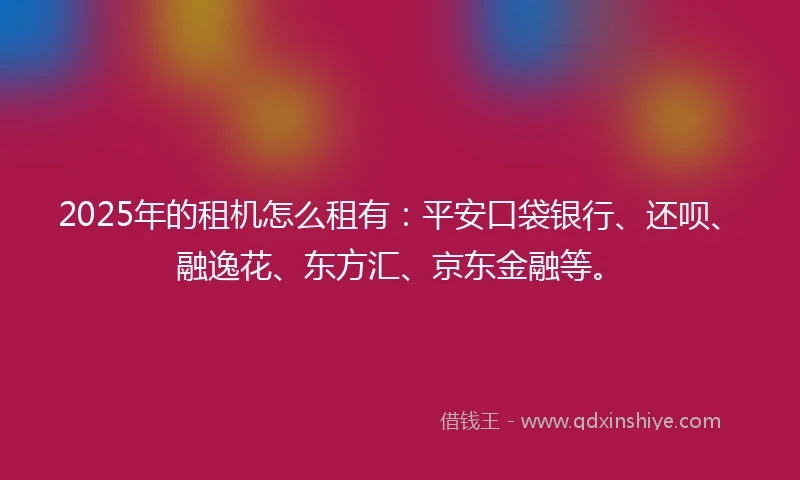 2025年的租机怎么租有：平安口袋银行、还呗、融逸花、东方汇、京东金融等。