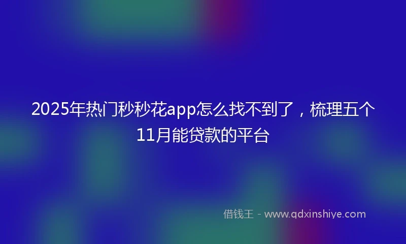2025年热门秒秒花app怎么找不到了，梳理五个11月能贷款的平台
