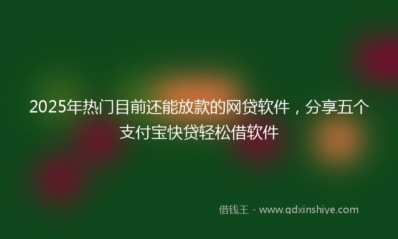 2025年热门目前还能放款的网贷软件，分享五个支付宝快贷轻松借软件