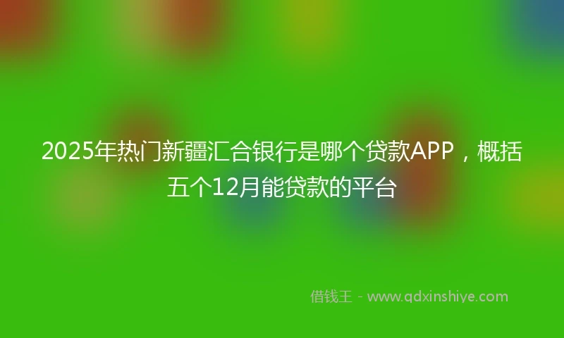 2025年热门新疆汇合银行是哪个贷款APP，概括五个12月能贷款的平台