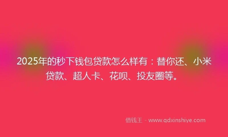 2025年的秒下钱包贷款怎么样有：替你还、小米贷款、超人卡、花呗、投友圈等。