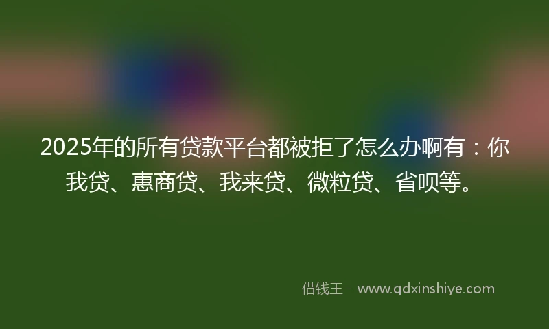 2025年的所有贷款平台都被拒了怎么办啊有：你我贷、惠商贷、我来贷、微粒贷、省呗等。