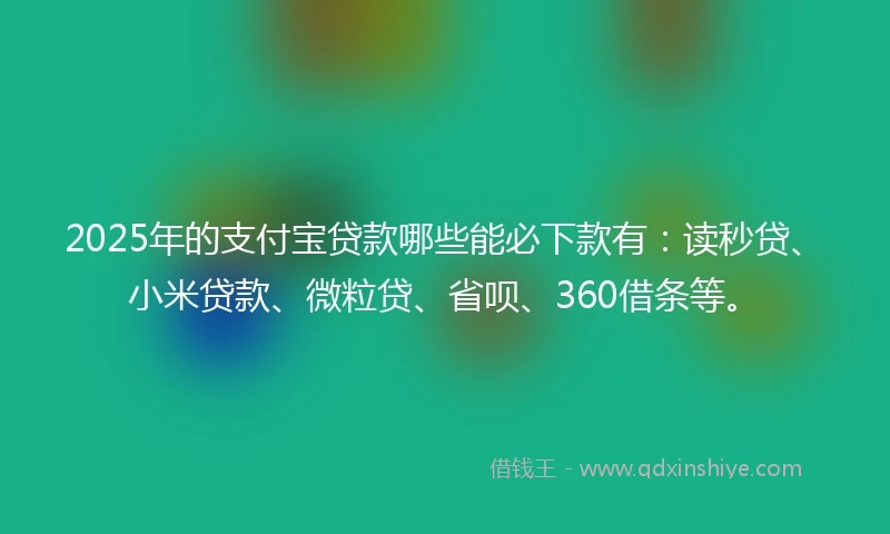 2025年的支付宝贷款哪些能必下款有：读秒贷、小米贷款、微粒贷、省呗、360借条等。