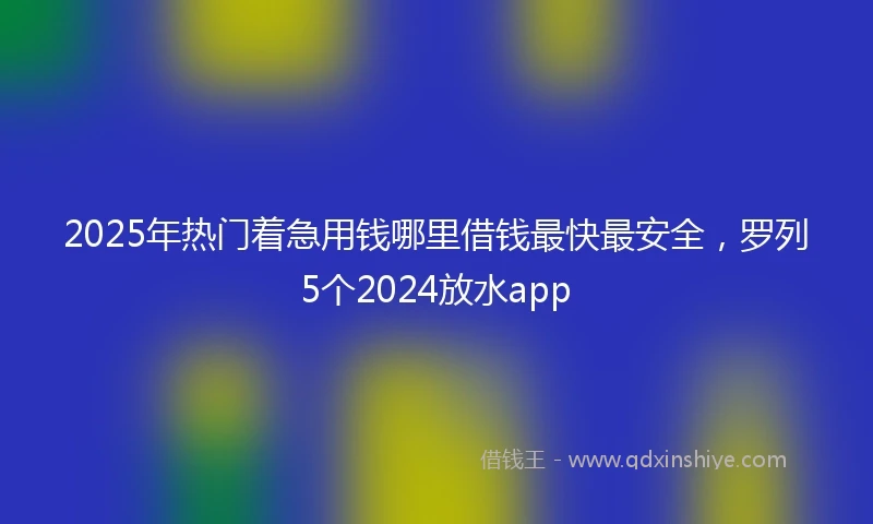 2025年热门着急用钱哪里借钱最快最安全，罗列5个2024放水app